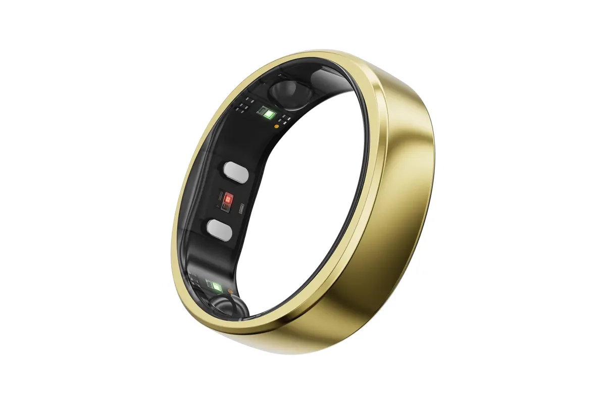 RingConn Gen 2 en finition Royal Gold, capteurs visibles à l’intérieur
