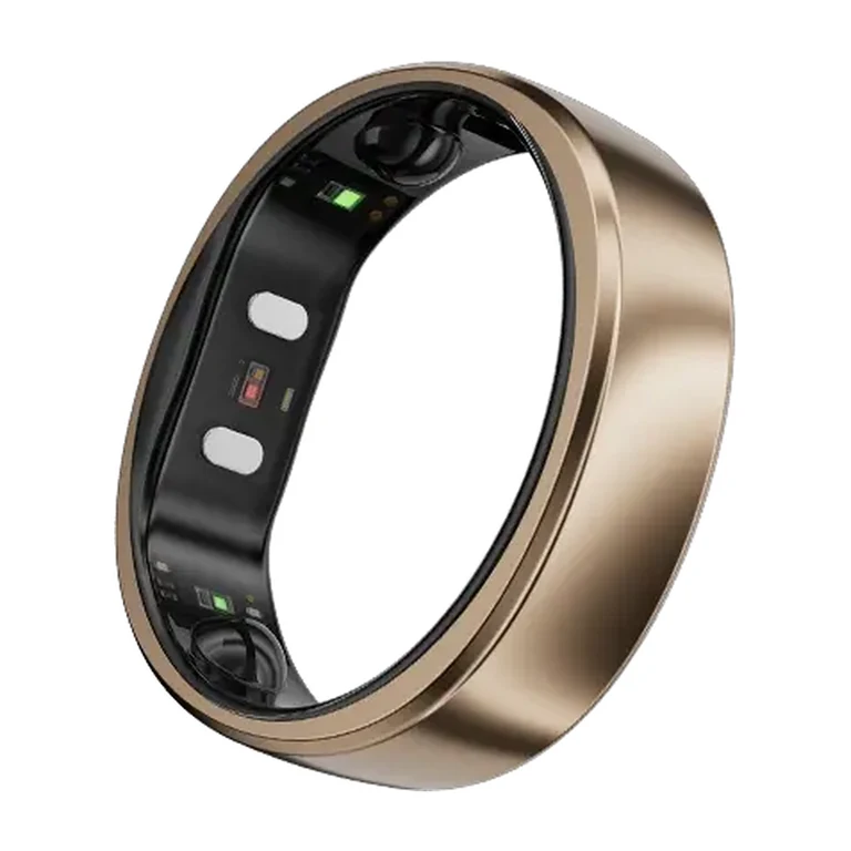 RingConn Gen 2 Air en finition Dune Gold avec capteurs visibles à l’intérieur