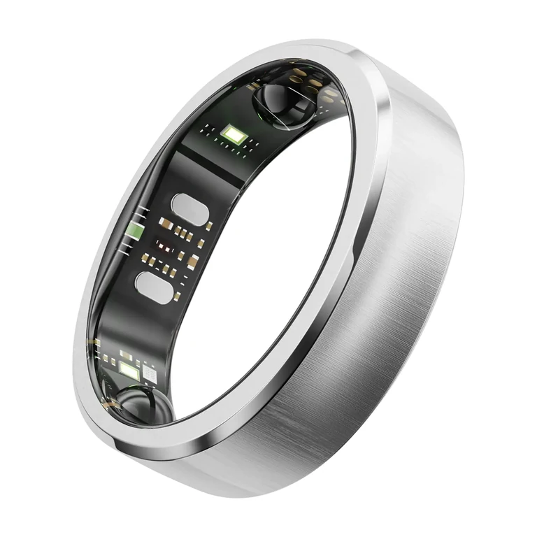 RingConn Gen 3 en finition Argent Futuriste avec capteurs visibles à l’intérieur