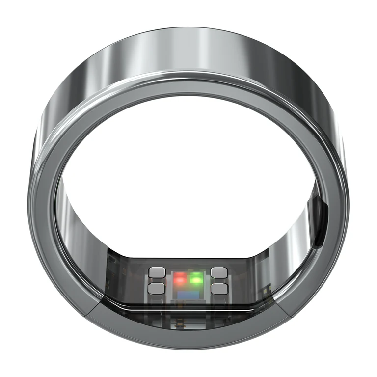 Ultrahuman Ring PRO en titane brut avec capteurs visibles à l’intérieur