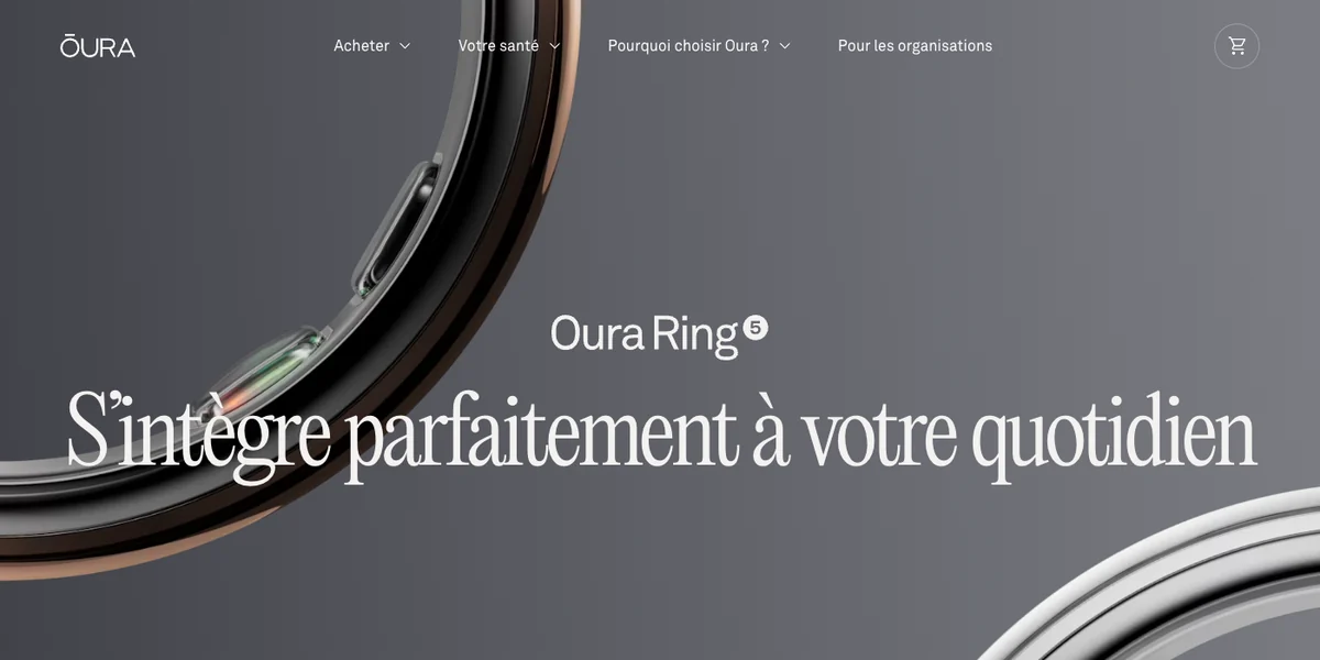 Page officielle Oura Ring 5 en français sur ouraring.com